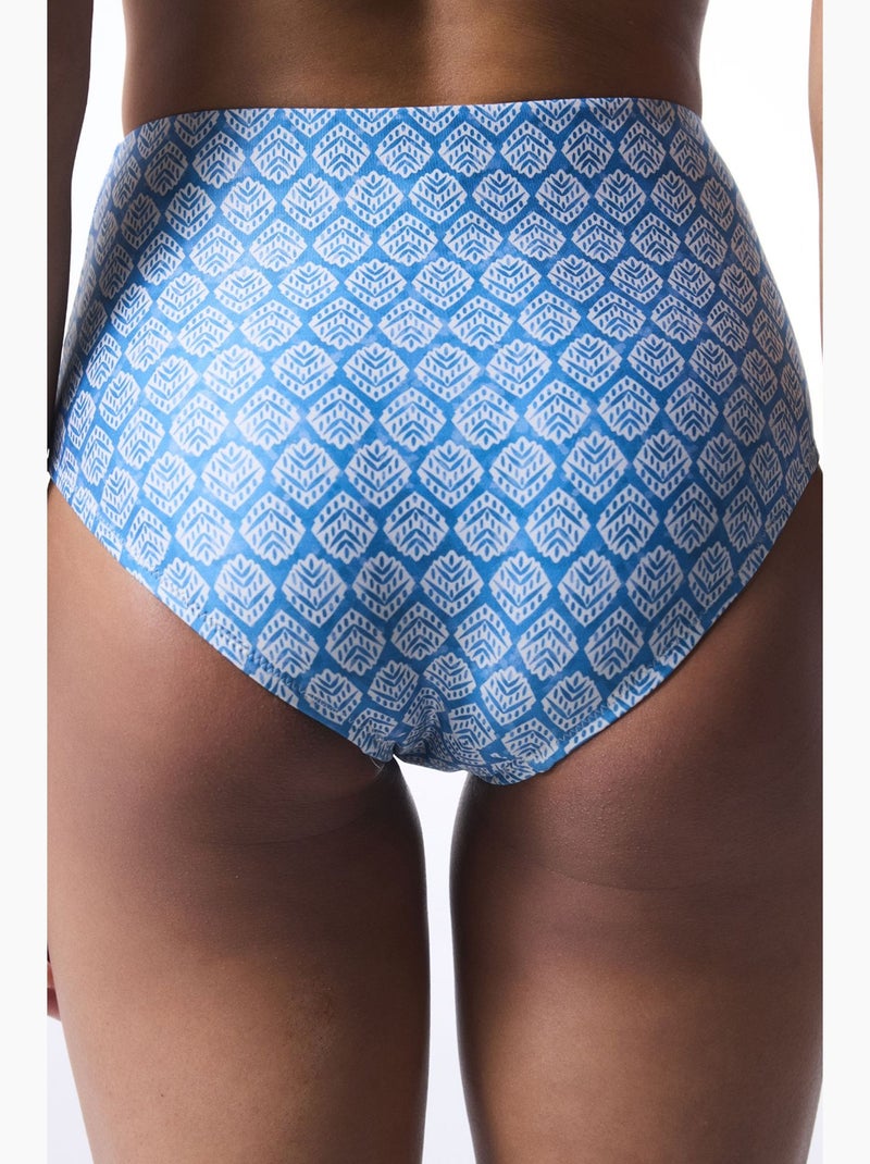 Spring bikinibroekje met hoge taille penti Blauw Wit - Kiabi