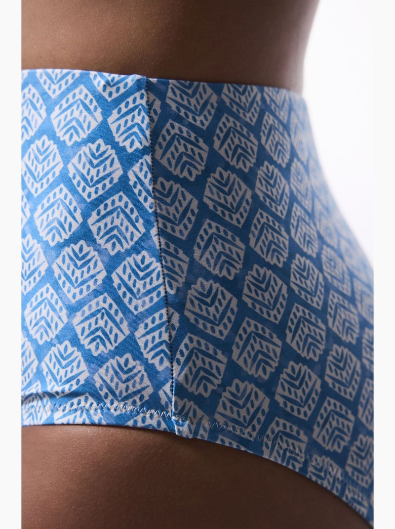 Spring bikinibroekje met hoge taille penti Blauw Wit - Kiabi