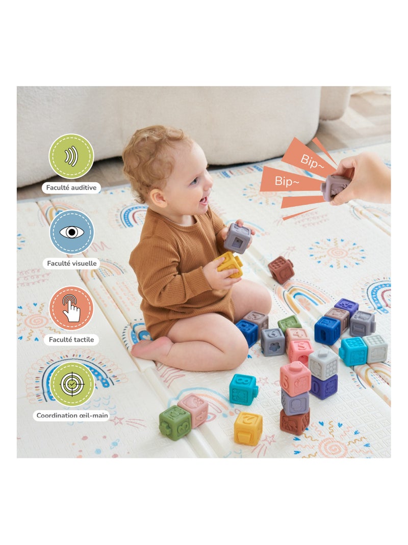 Stapelbare activiteitenblokken met geluid - Educatief speelgoed | SUPERBE BEBE N.v.t. - Kiabi