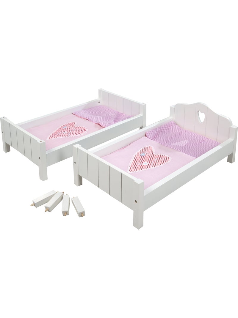 Stapelbed voor poppen, tweeling, te scheiden in 2 bedjes 'Fienchen' ROBA Wit Roze - Kiabi