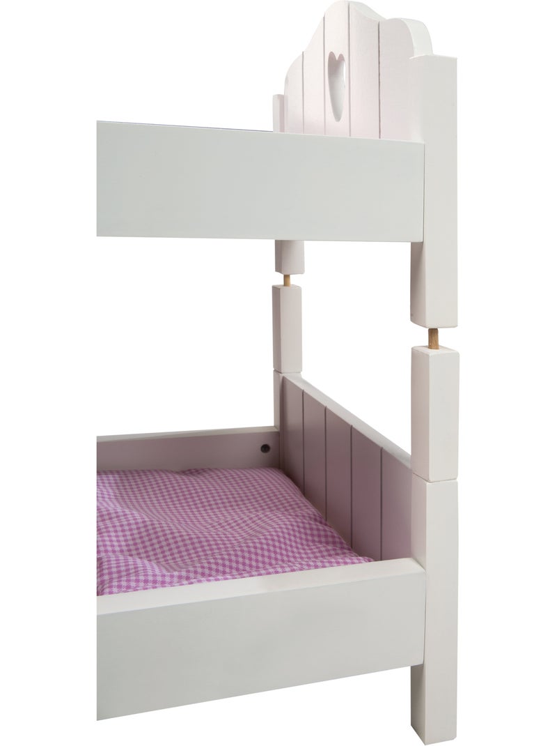 Stapelbed voor poppen, tweeling, te scheiden in 2 bedjes 'Fienchen' ROBA Wit Roze - Kiabi