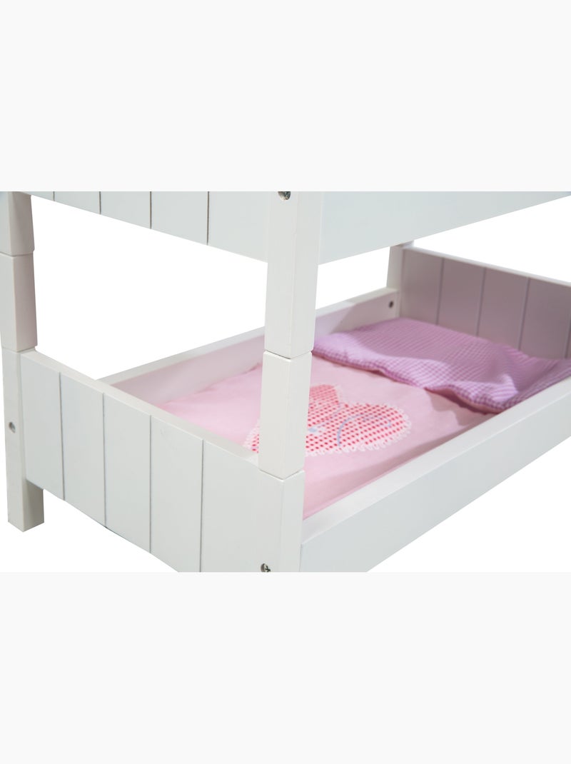 Stapelbed voor poppen, tweeling, te scheiden in 2 bedjes 'Fienchen' ROBA Wit Roze - Kiabi