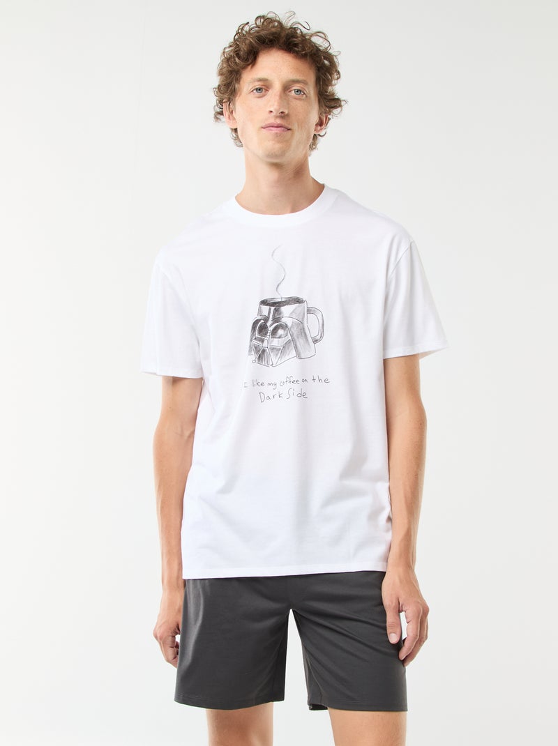 'Star Wars'-pyjama - T-shirt + short - 2-delig Wit - Kiabi