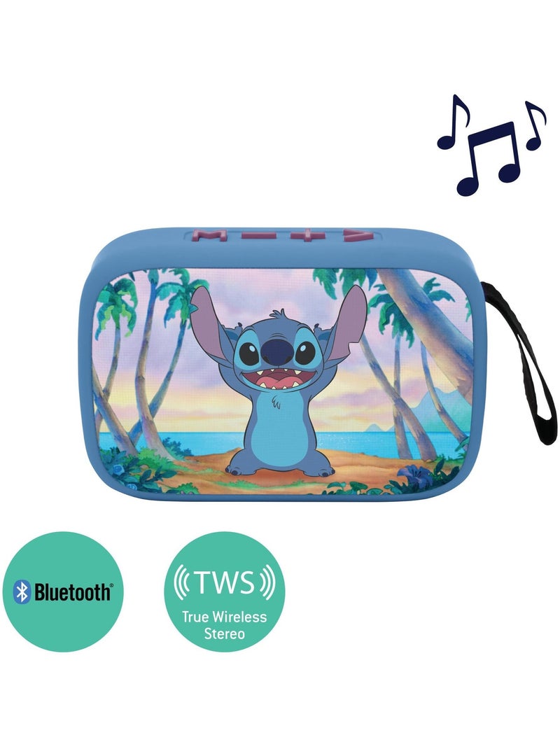 Stitch bluetooth® draagbare luidspreker met stoffen afwerking Blauw - Kiabi