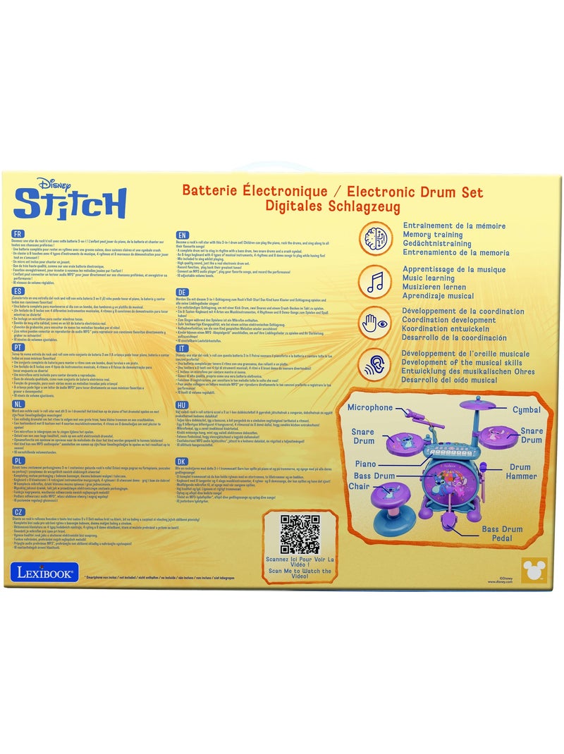 Stitch compleet elektronische lichtgevende drumset met kruk Roze - Kiabi