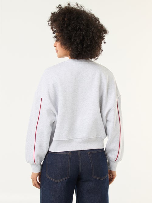Stitch-sweater van joggingstof met zachte, geruwde binnenzijde en ronde hals - Kiabi