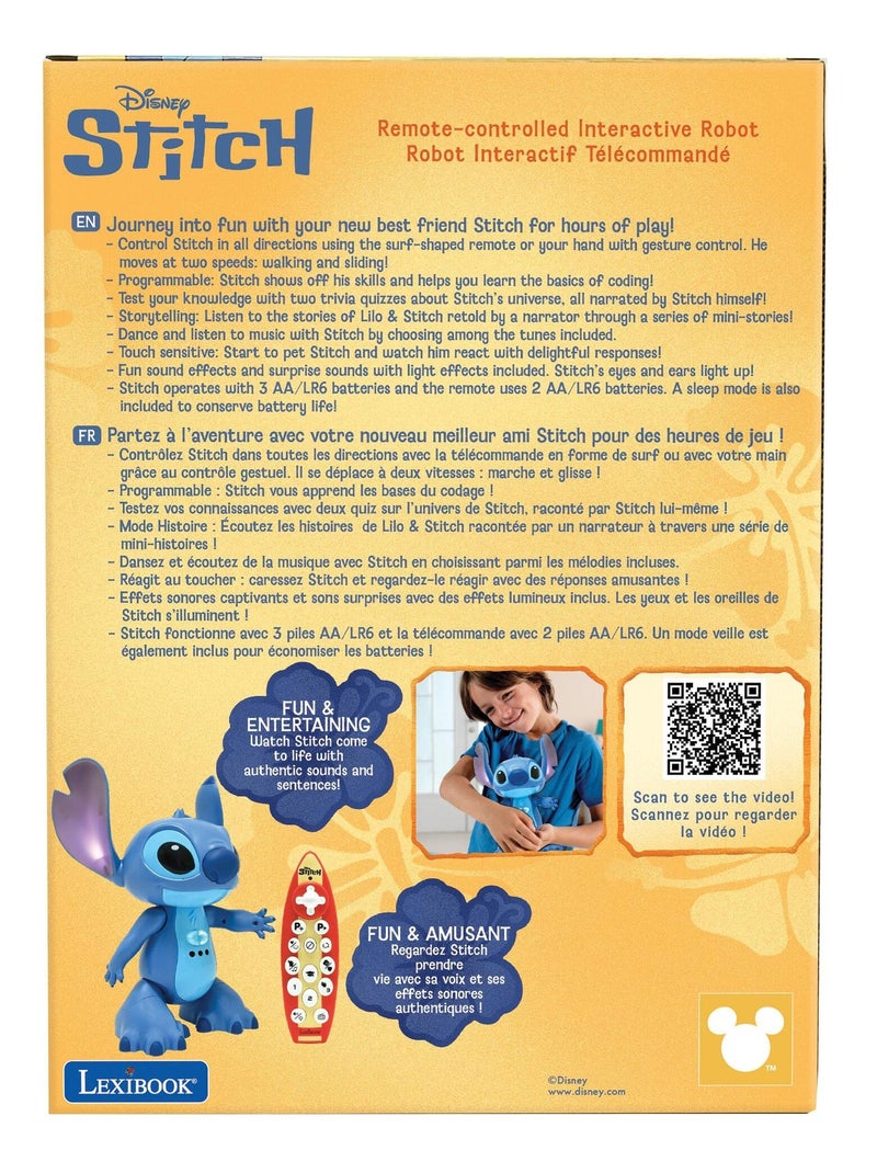 Stitchi1 robot stitch télécommandé bilingue et intéractif, avec la vraie voix de stitch Bleu - Kiabi