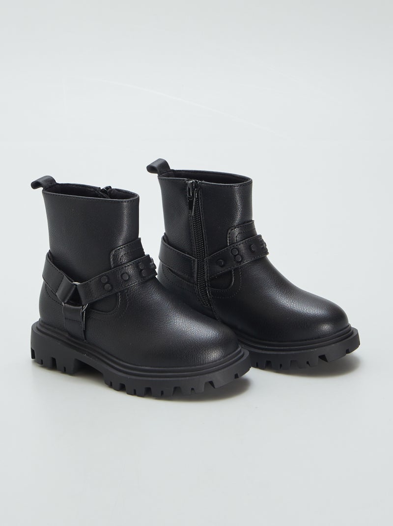 Stoere laarzen met studs zwart - Kiabi
