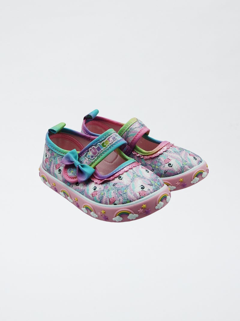 Stoffen ballerina's in eenhoornthema BLAUW - Kiabi