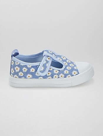 Stoffen ballerina's met klittenband