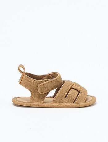 Stoffen sandalen met gekruiste bandjes