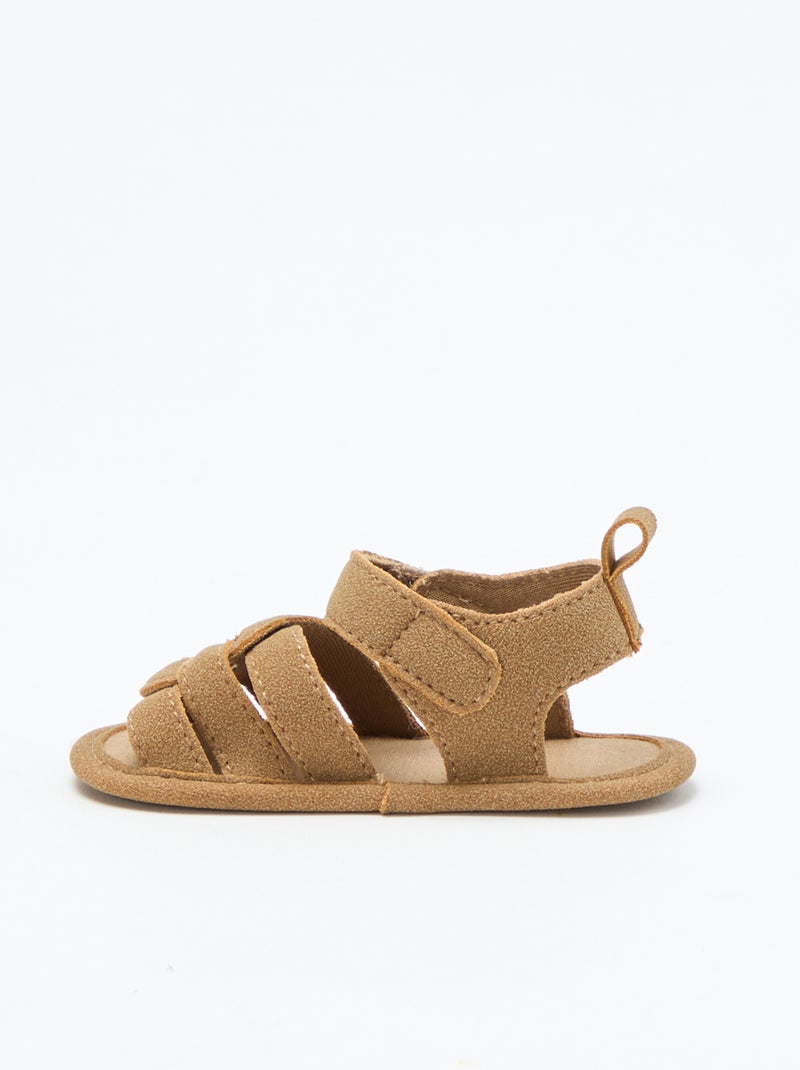 Stoffen sandalen met gekruiste bandjes Bruin - Kiabi