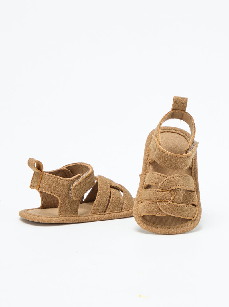 Stoffen sandalen met gekruiste bandjes Bruin - Kiabi