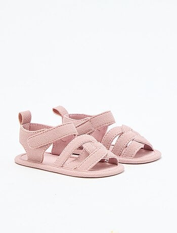 Stoffen sandalen met gekruiste bandjes
