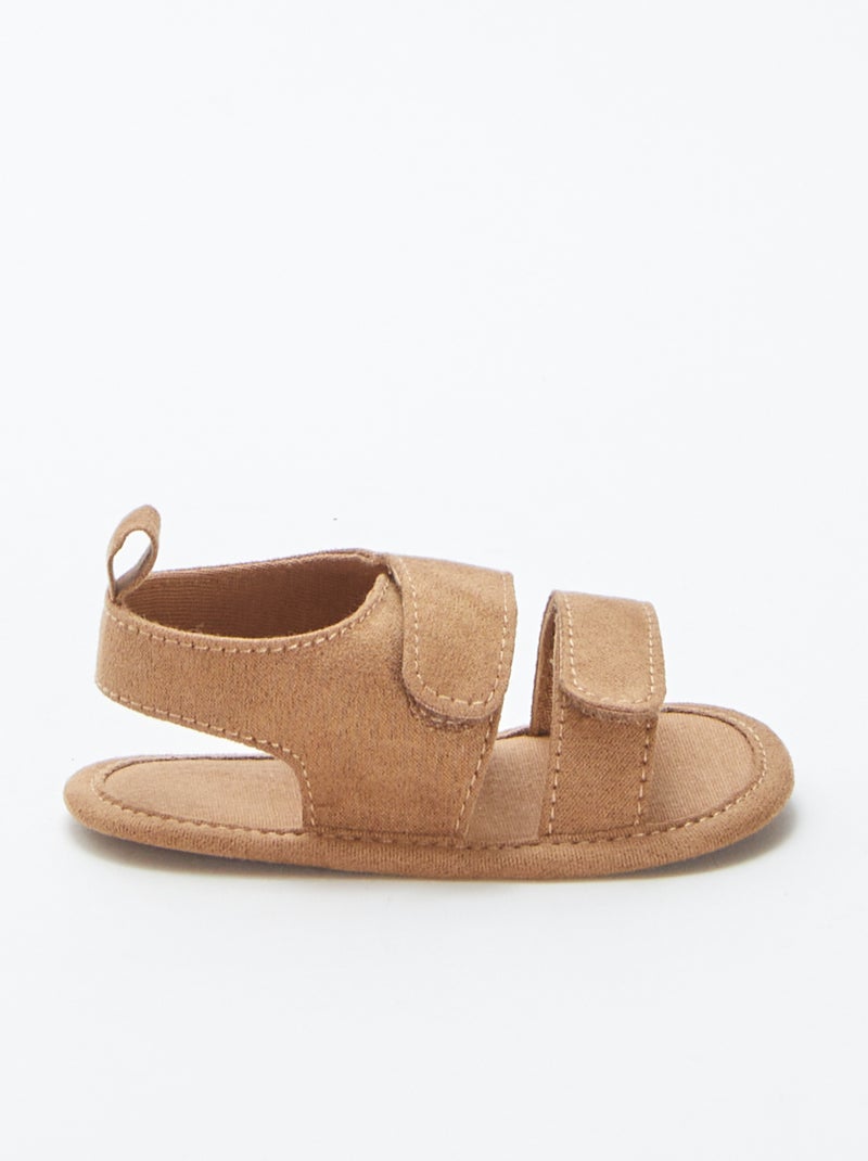 Stoffen sandalen met klittenbanden BRUIN - Kiabi