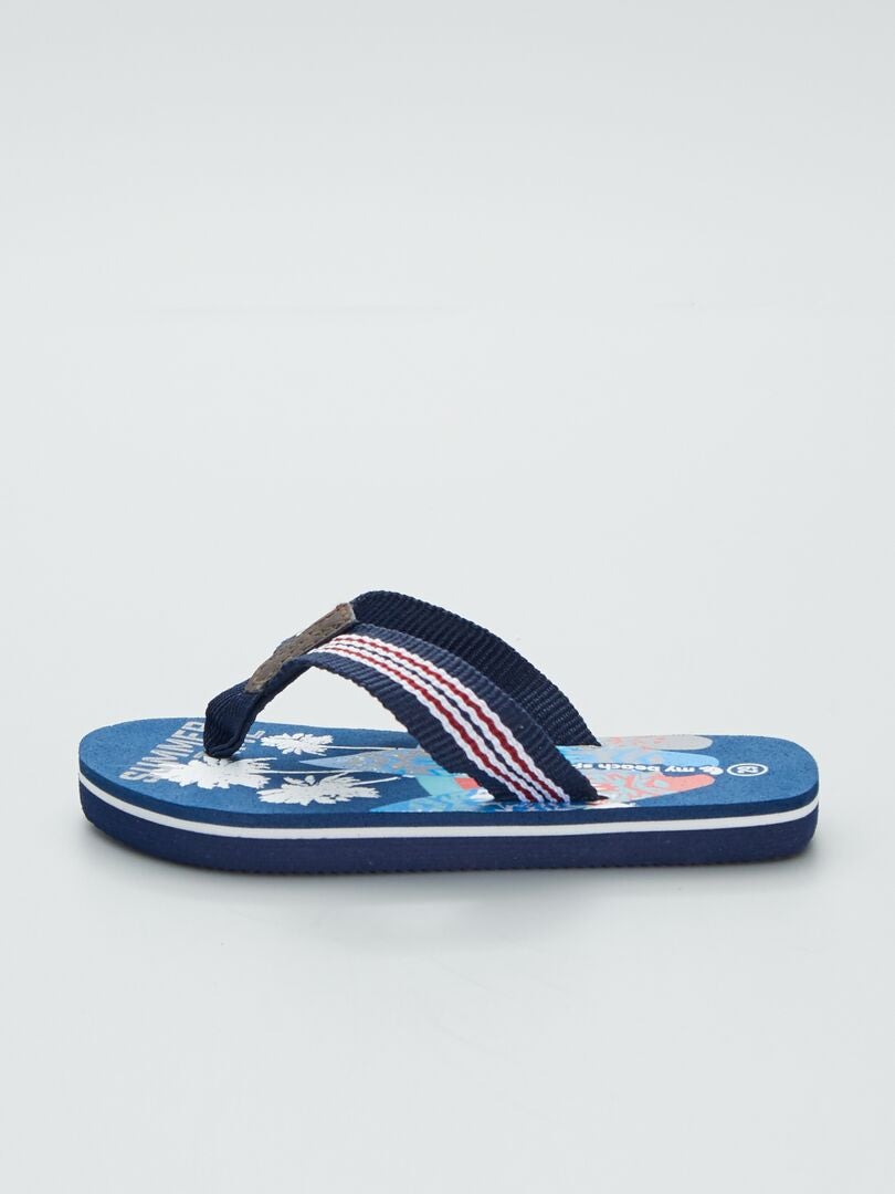 Stoffen slippers met strandprint blauw - Kiabi