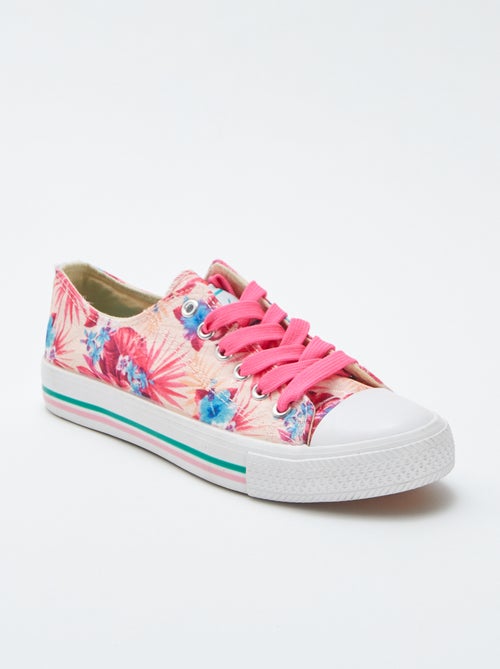 Stoffen sneakers met bloemenprint - Kiabi