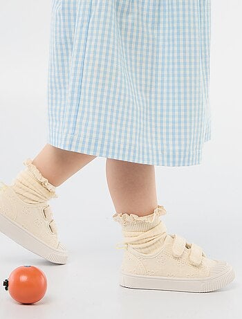 Stoffen sneakers met dambordprint