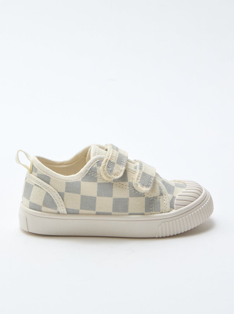 Stoffen sneakers met dambordprint Blauw - Kiabi