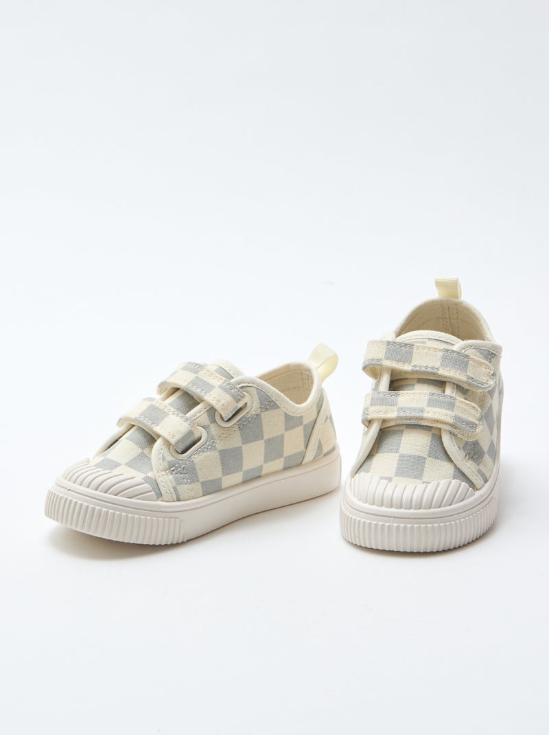 Stoffen sneakers met dambordprint Blauw - Kiabi