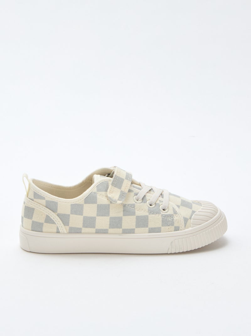 Stoffen sneakers met dambordprint Blauw - Kiabi