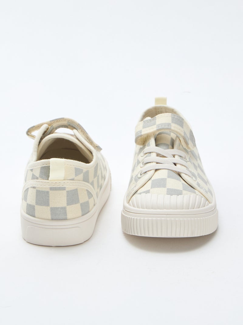 Stoffen sneakers met dambordprint Blauw - Kiabi