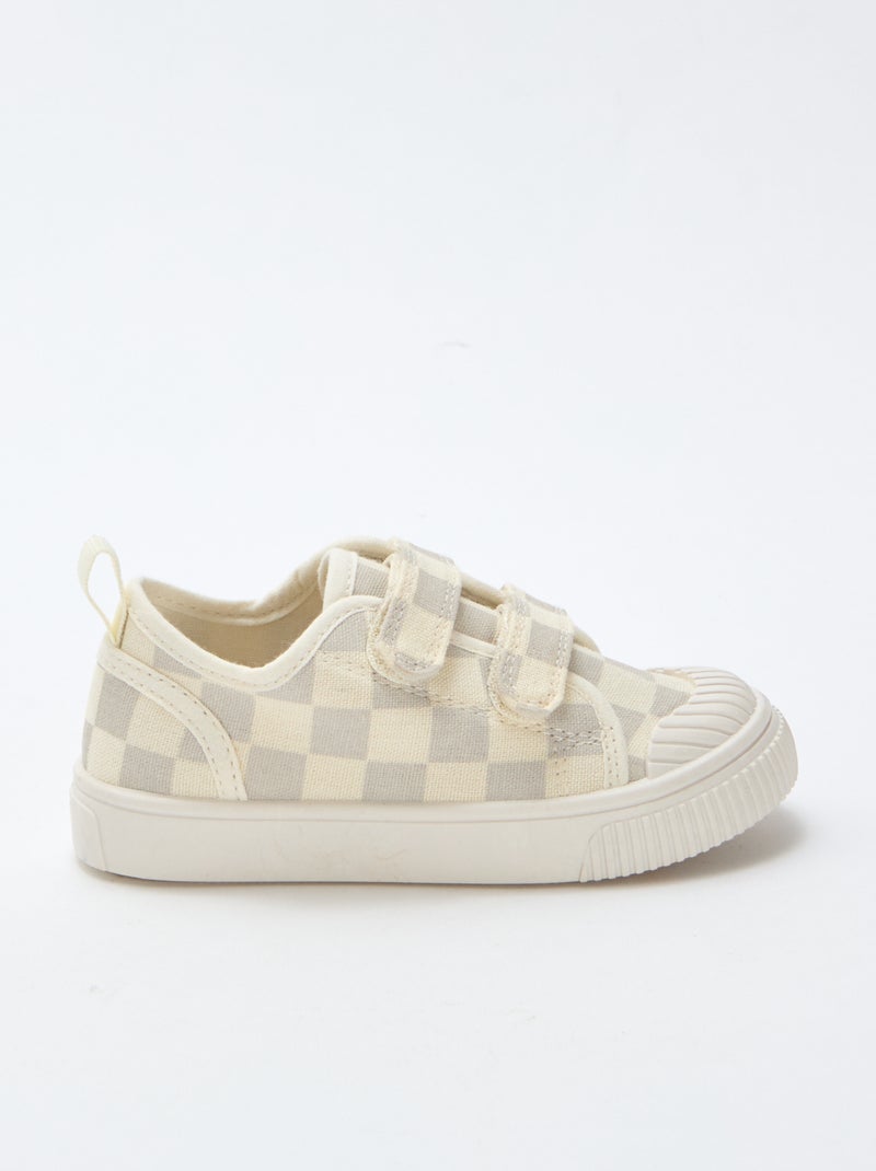 Stoffen sneakers met dambordprint Grijs - Kiabi