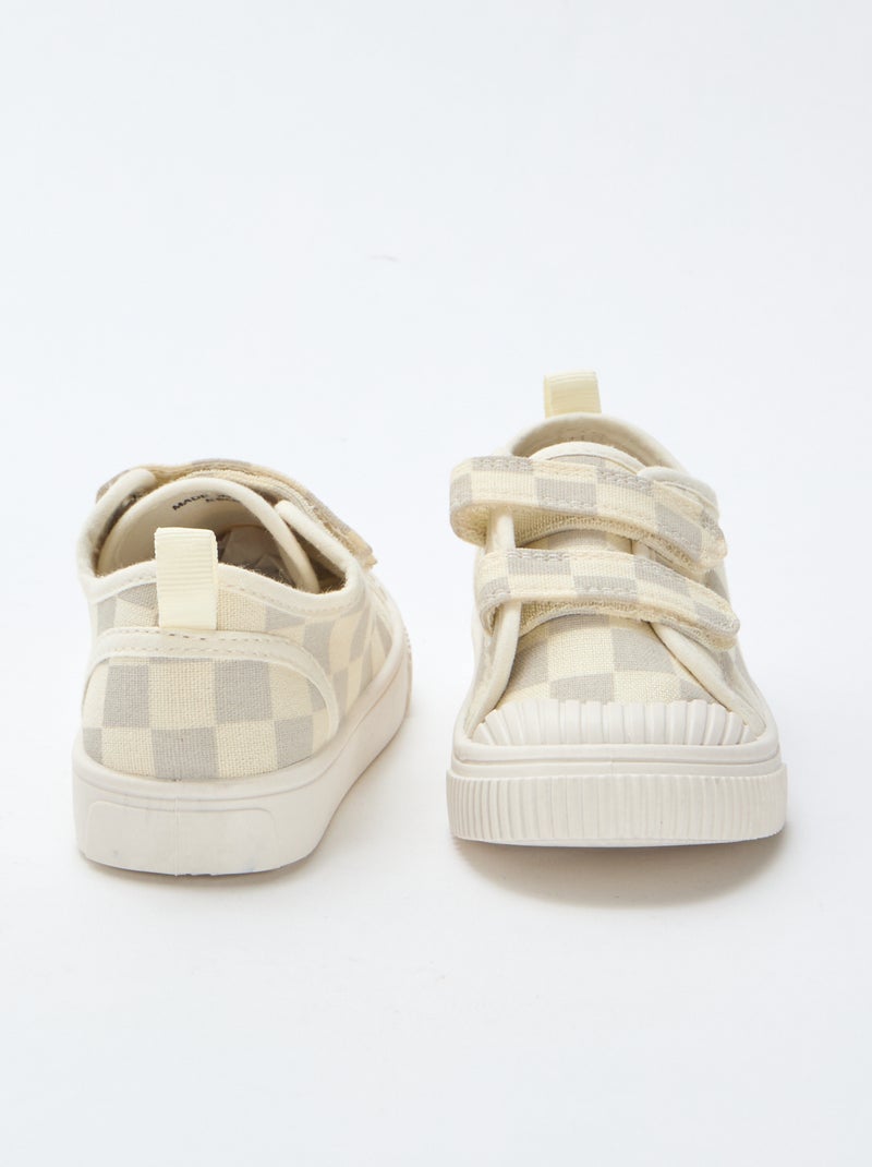 Stoffen sneakers met dambordprint Grijs - Kiabi