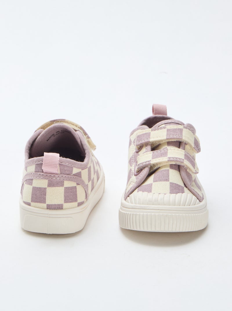 Stoffen sneakers met dambordprint Paars - Kiabi