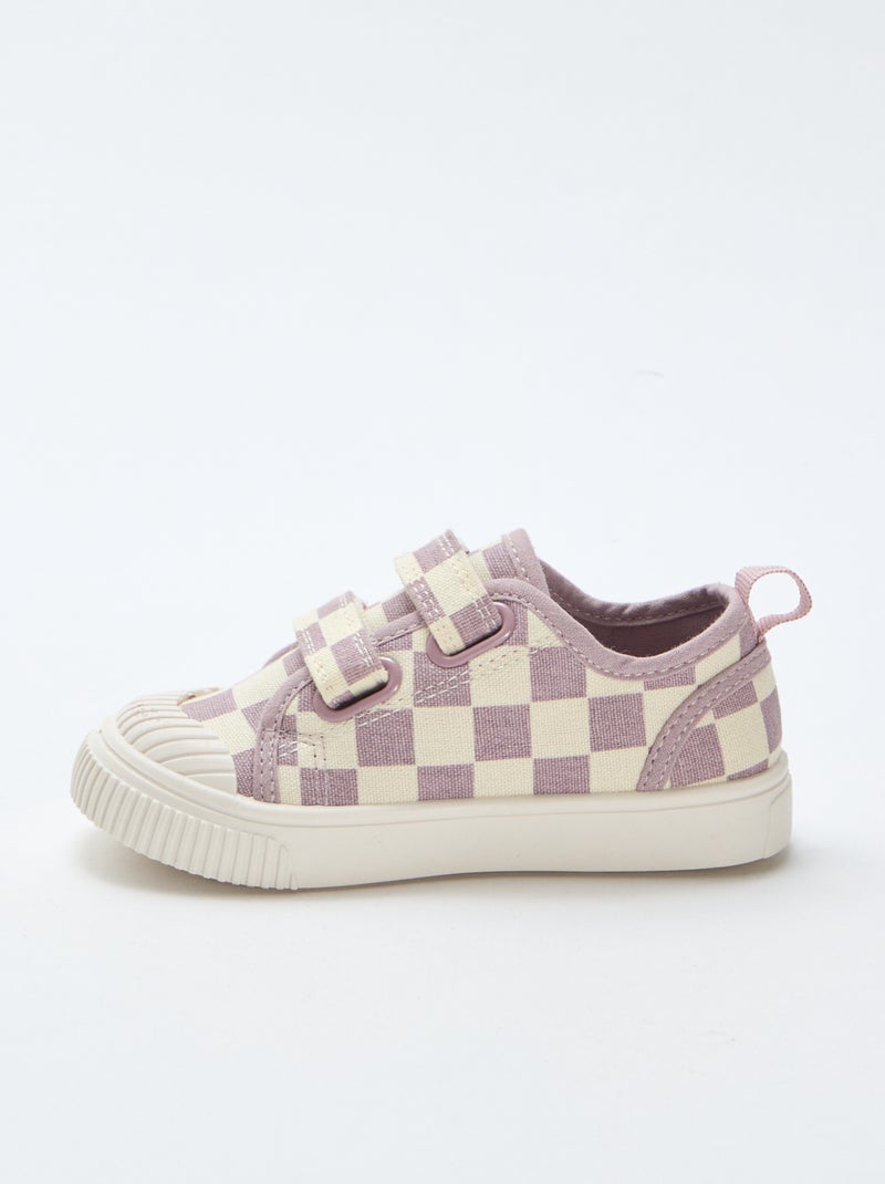 Stoffen sneakers met dambordprint Paars - Kiabi