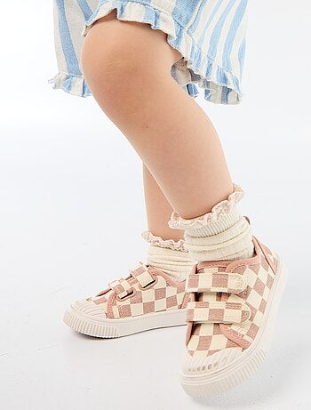 Stoffen sneakers met dambordprint