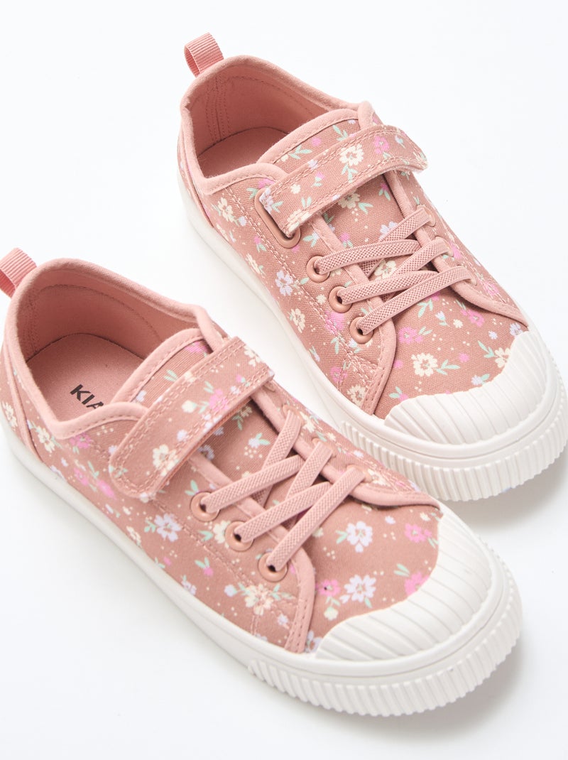 Stoffen sneakers met dambordprint Rose - Kiabi