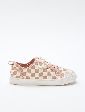 Stoffen sneakers met dambordprint
