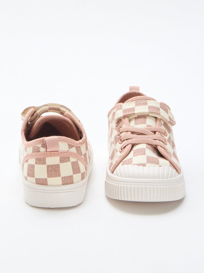 Stoffen sneakers met dambordprint Rose - Kiabi