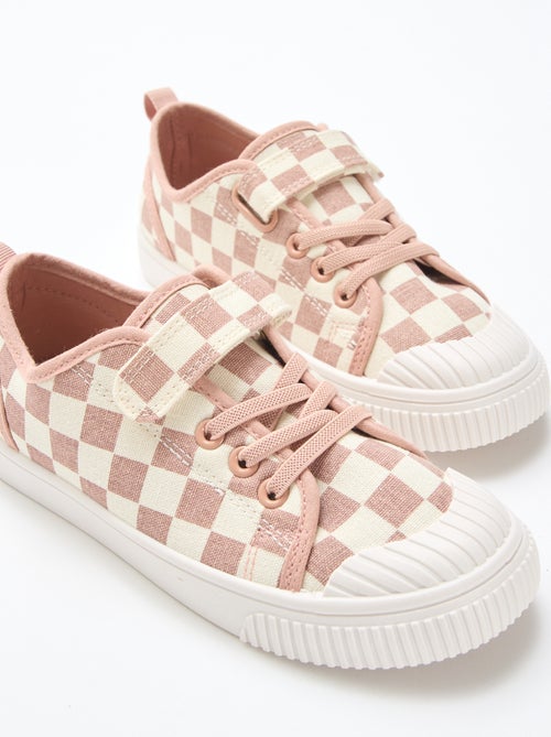 Stoffen sneakers met dambordprint - Kiabi