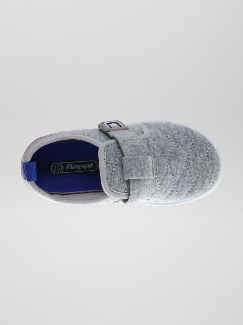 Stoffen sneakers met klittenband grijs - Kiabi