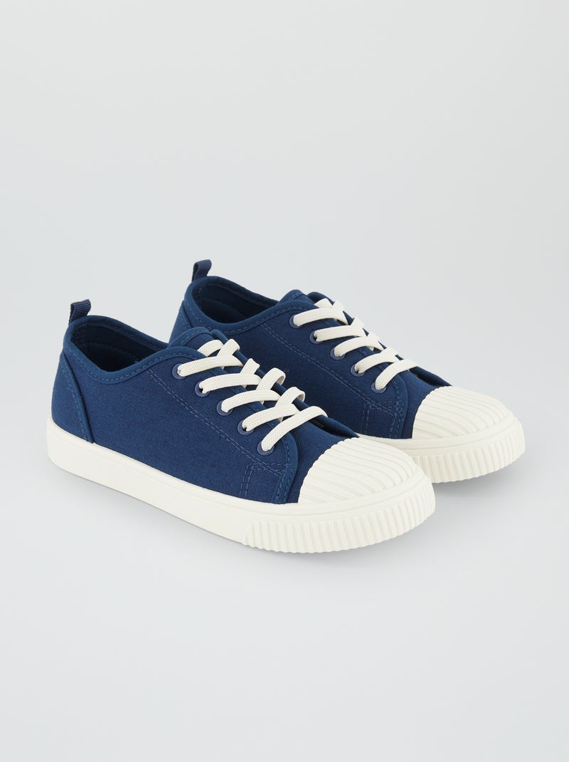 Stoffen sneakers met vetersluiting BLAUW - Kiabi