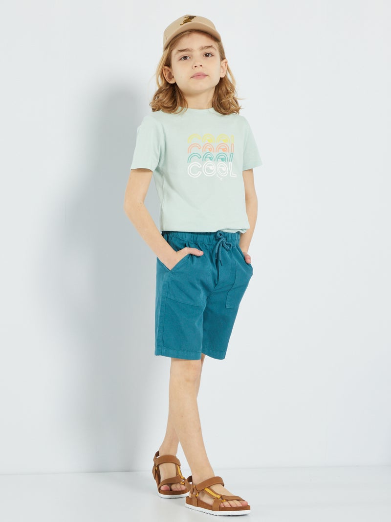 Straight-fit bermuda van nylon BLAUW - Kiabi