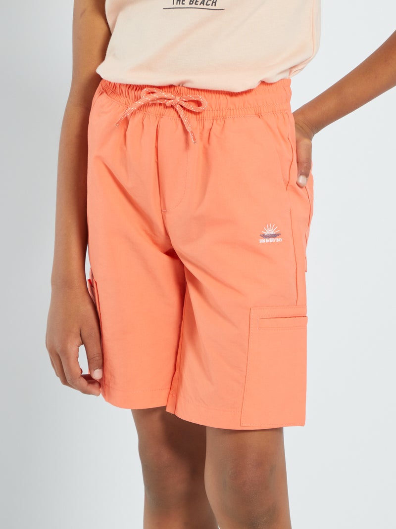 Straight-fit bermuda van nylon ORANJE - Kiabi