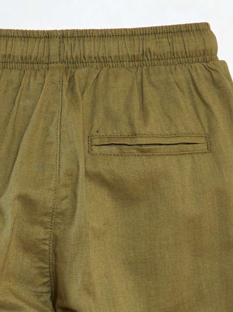 Straight-fit, chino broek met koordje groen - Kiabi