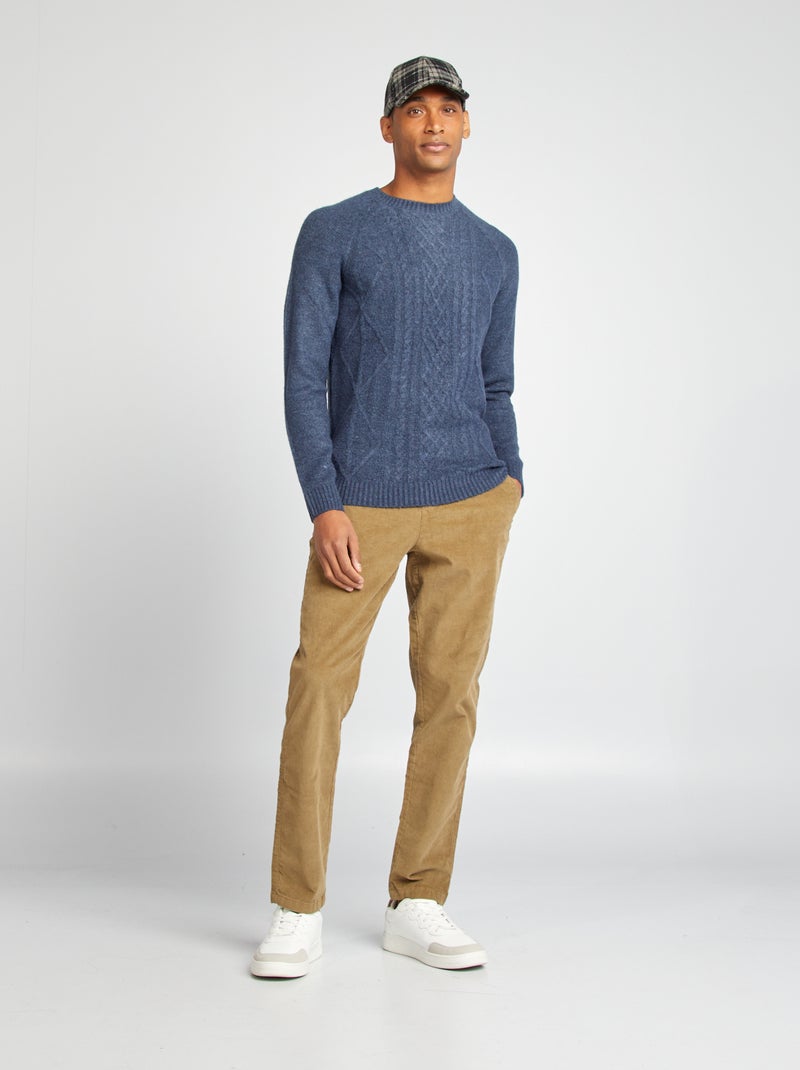 Straight-fit chino broek van velours GROEN - Kiabi