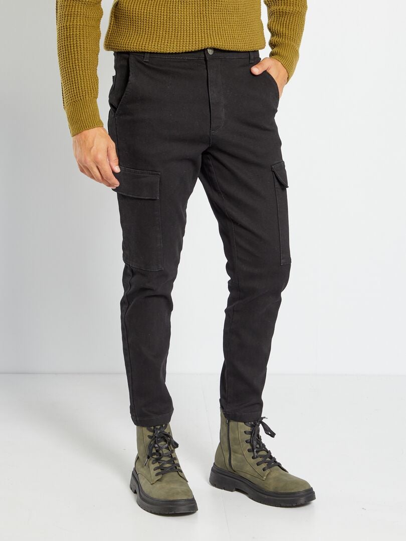 Straight-fit jeans met cargozakken ZWART - Kiabi