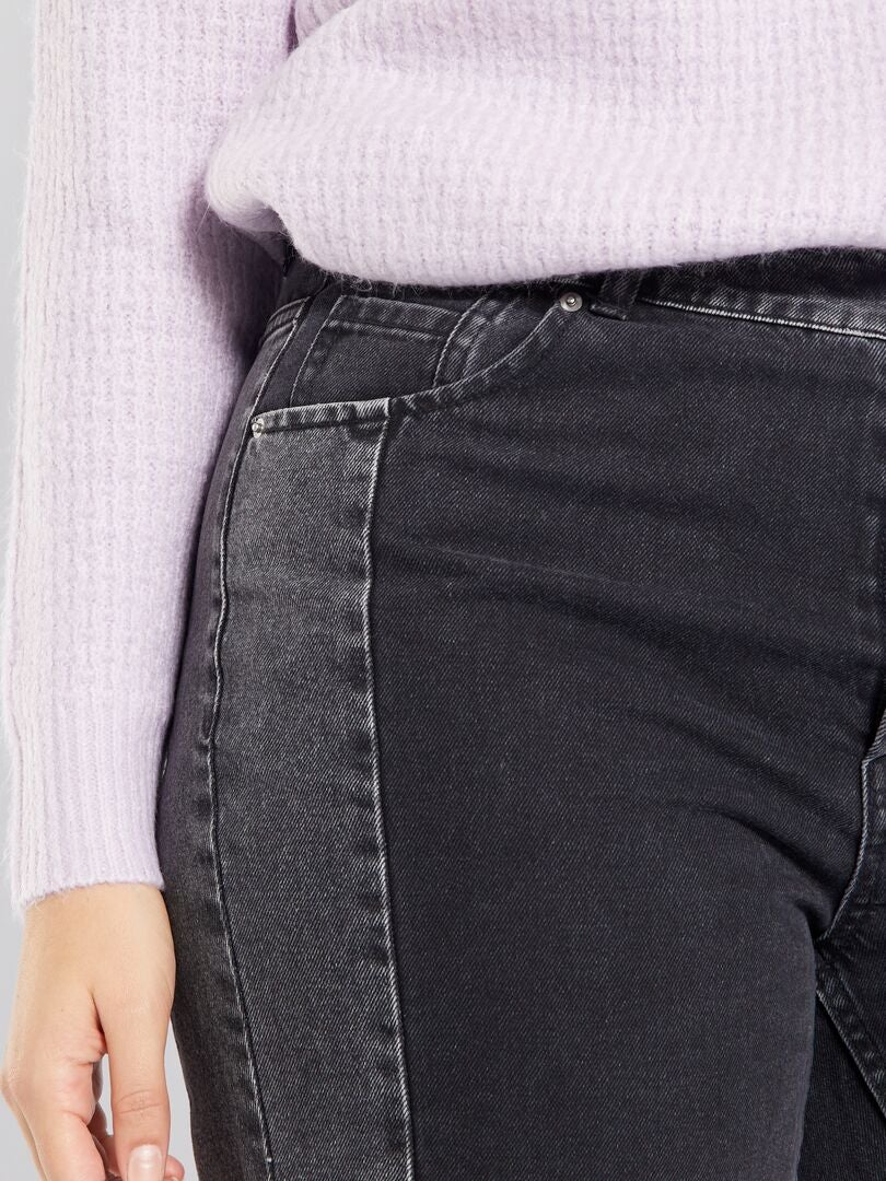 Straight-fit jeans met contrasterende strepen ZWART - Kiabi