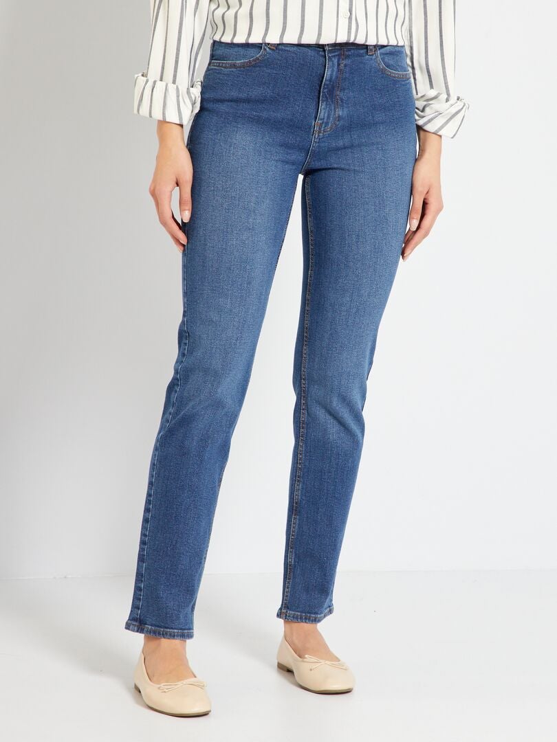 Straight-fit jeans met hoge taille - L30 BLAUW - Kiabi