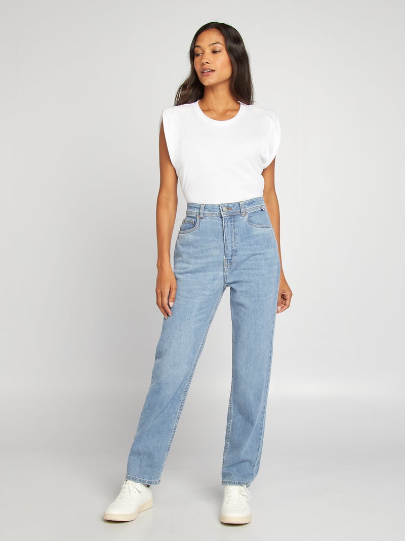 Straight-fit jeans met hoge taille - Van Franse makelij BLAUW - Kiabi