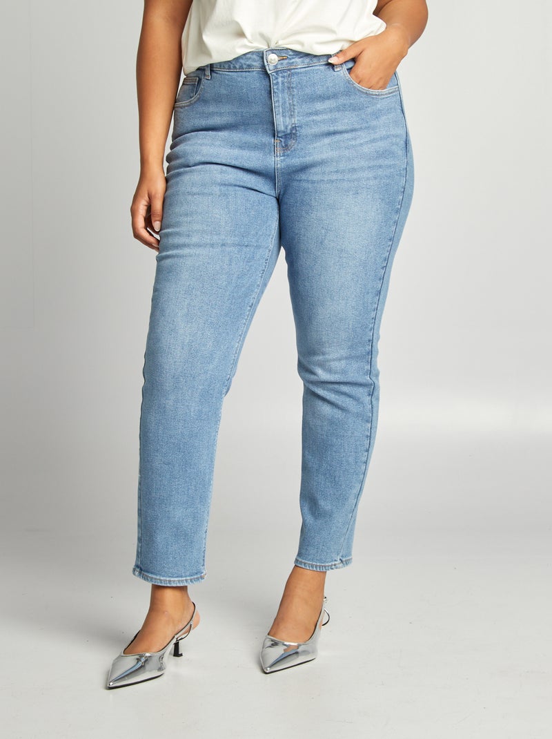 Straight-fit jeans met hoge taille BLAUW - Kiabi