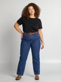 Straight-fit jeans met hoge taille BLAUW - Kiabi