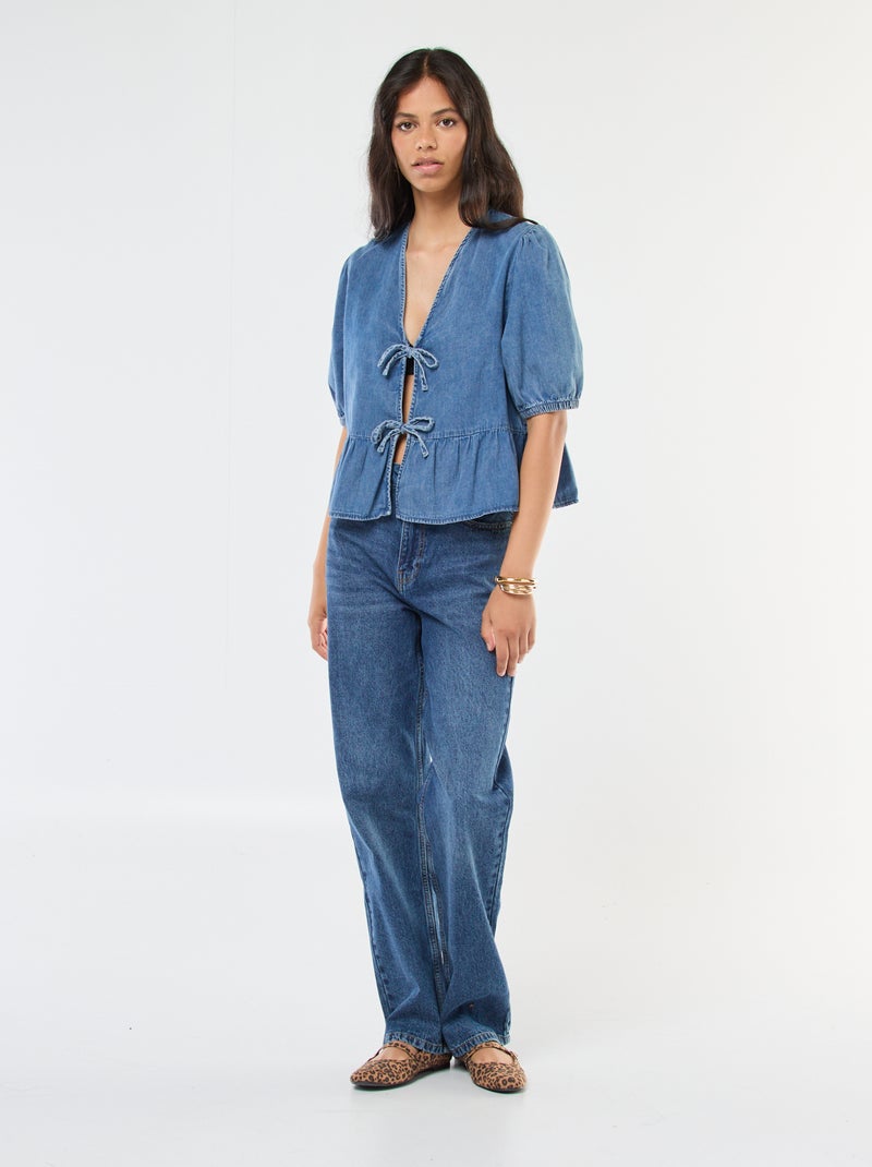Straight-fit jeans met hoge taille Blauw - Kiabi
