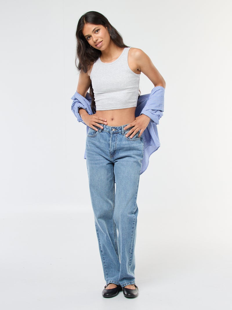 Straight-fit jeans met hoge taille Blauw - Kiabi