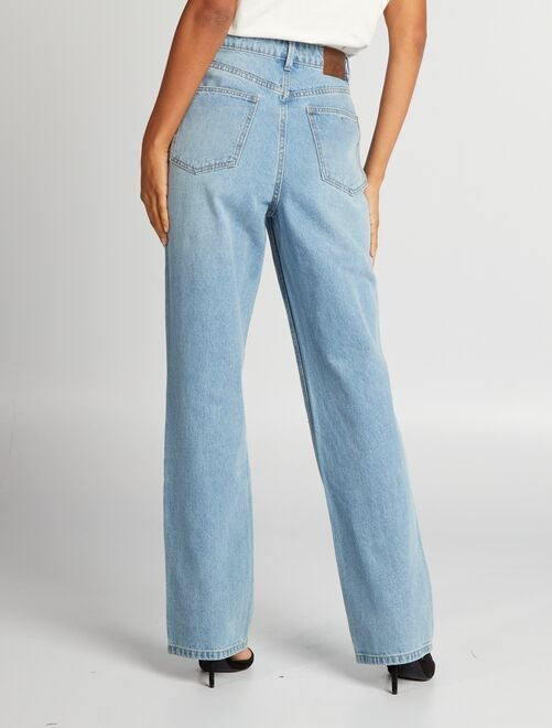 Straight-fit jeans met hoge taille en strass - Kiabi